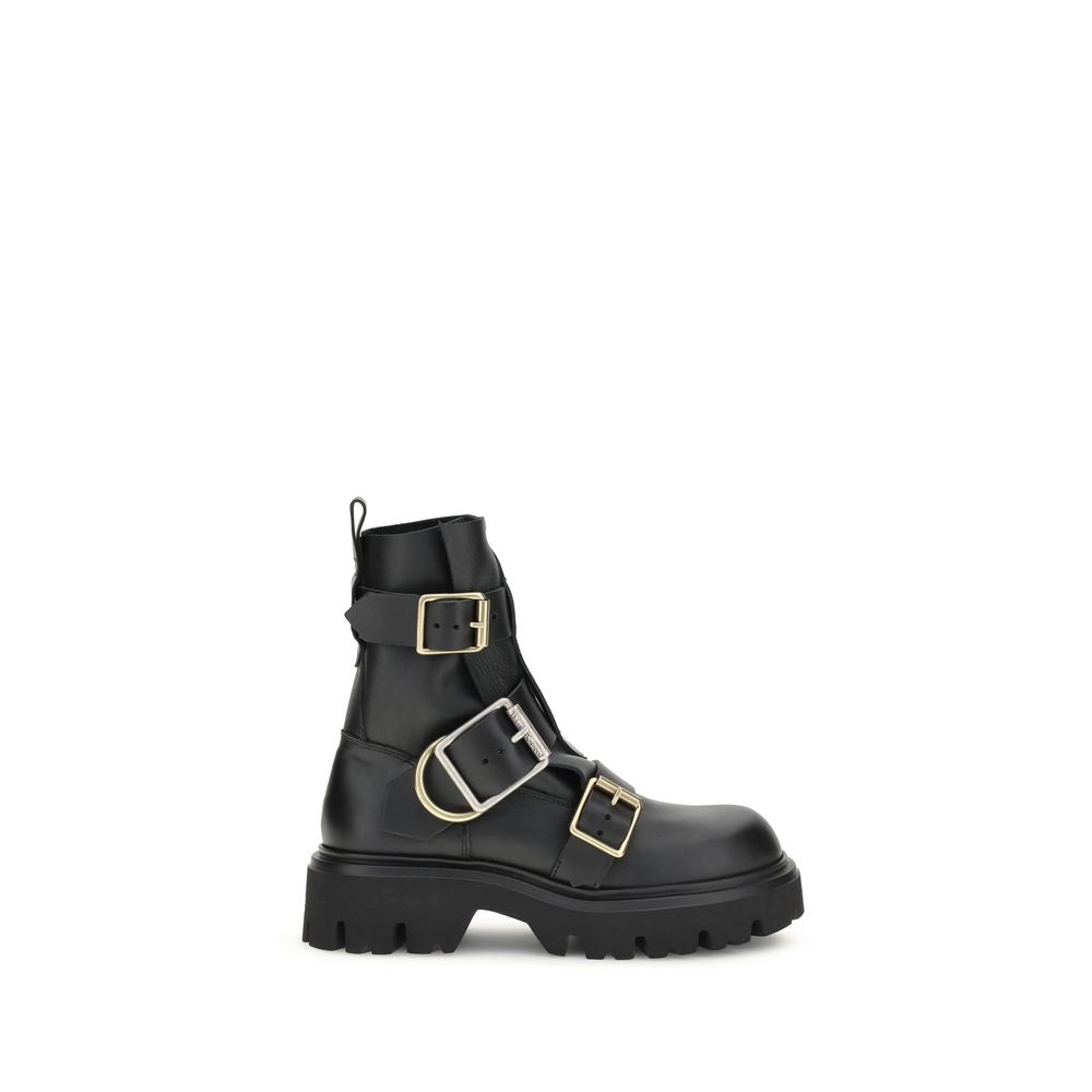 Black Calf Leather Bos Taurus Ankle Boots