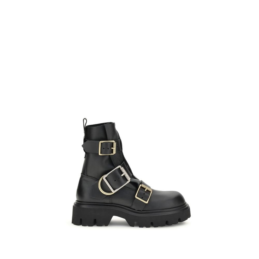 Black Calf Leather Bos Taurus Ankle Boots