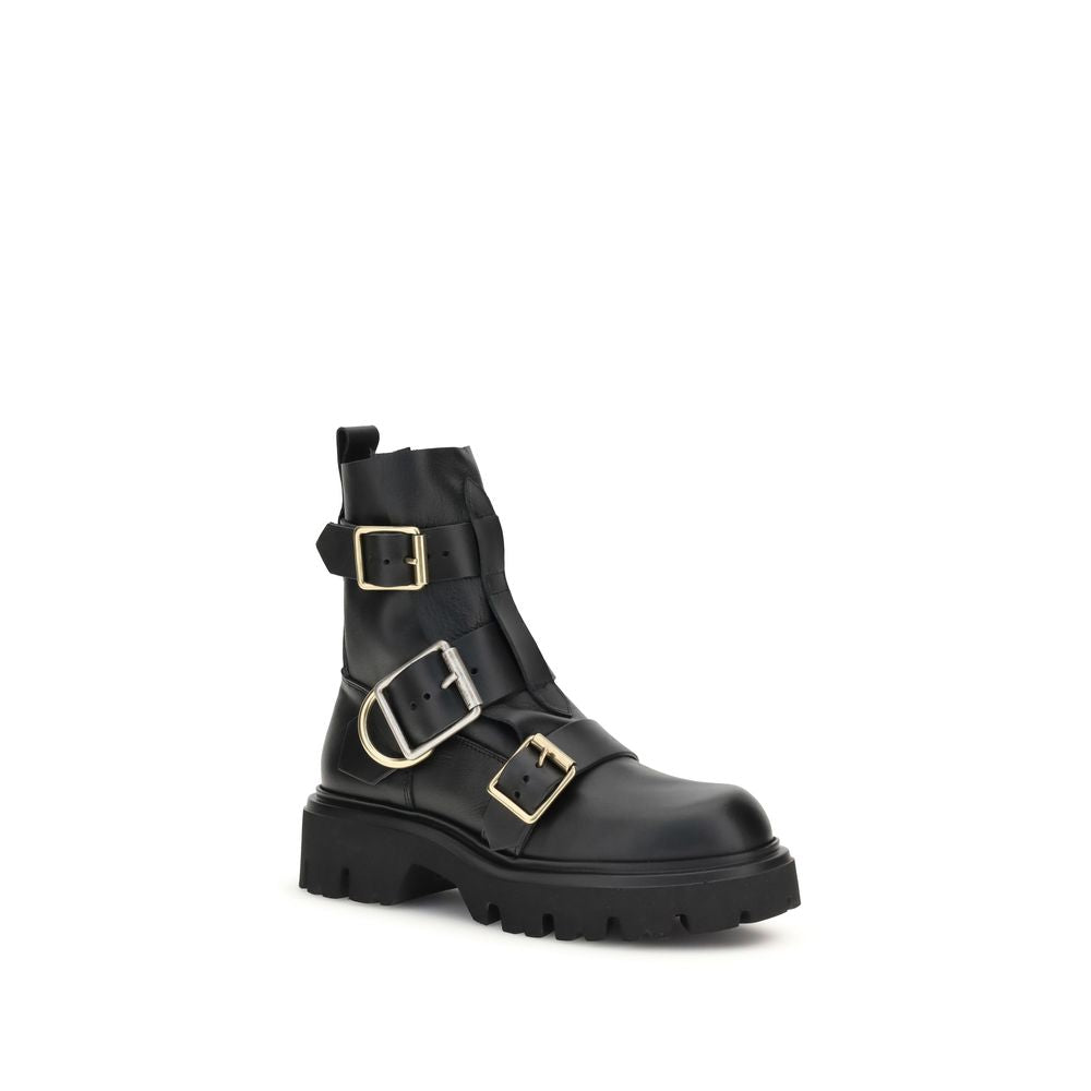 Black Calf Leather Bos Taurus Ankle Boots