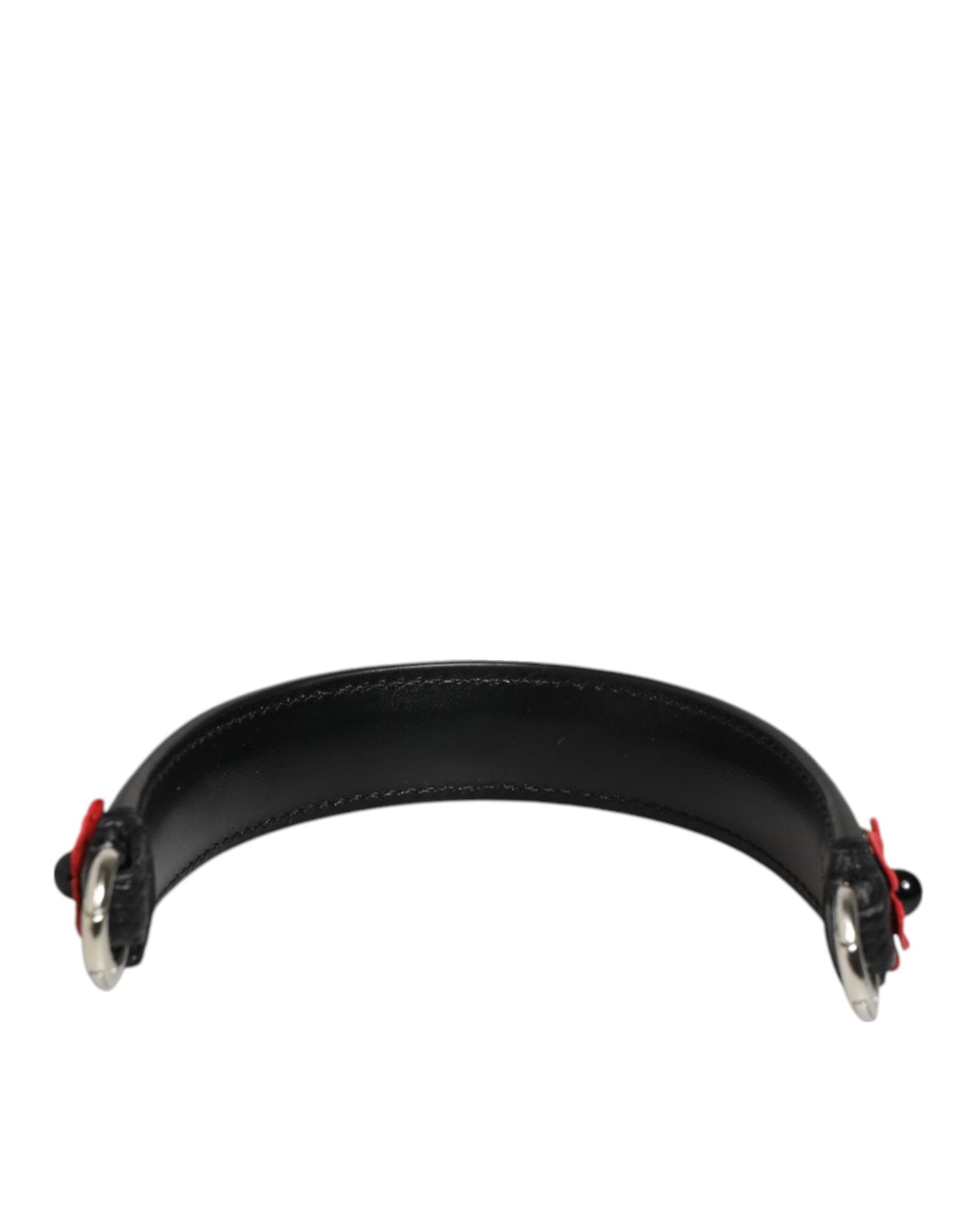 Black Embellished Leather Bag Handle Women Shoulder Strap