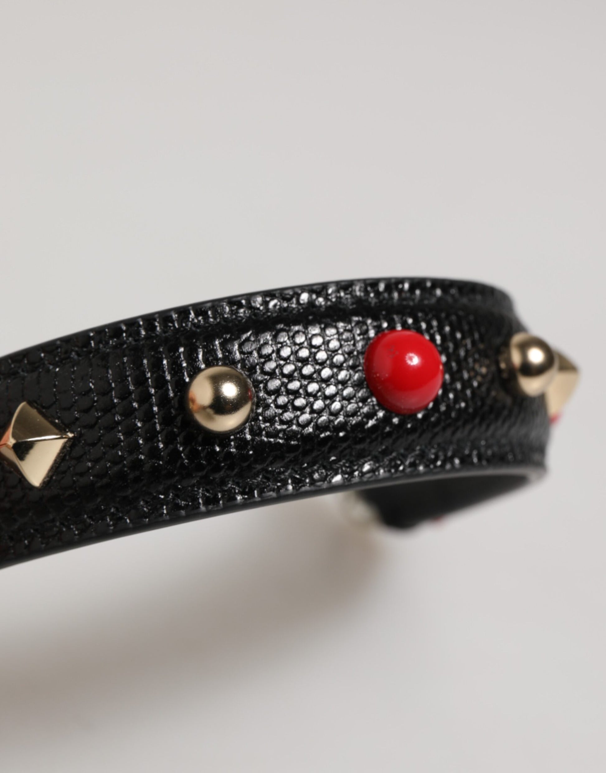 Black Embellished Leather Bag Handle Women Shoulder Strap