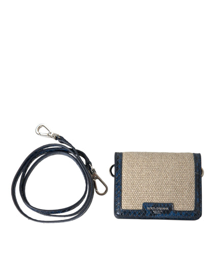 Beige Raffia Blue Leather Trim Mini Shoulder Purse Crossbody Bag