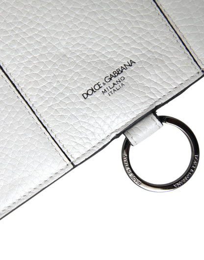 White Calfskin Leather Large Crossbody Card Holder Wallet