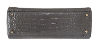 Grey Croc Embossed Leather Elissa Bristol Drive Tote Handbag Bag
