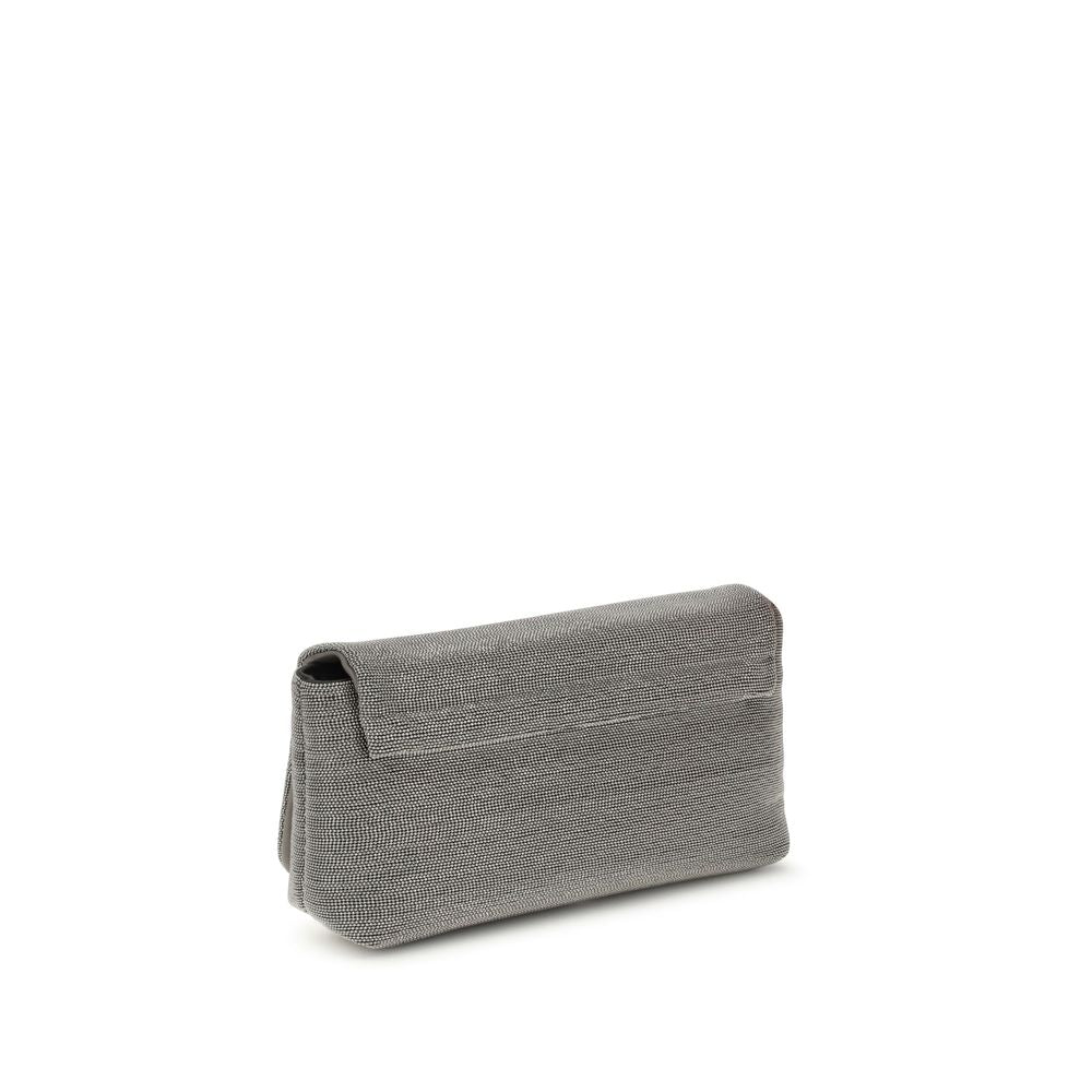 Gray Leather Shoulder Bag