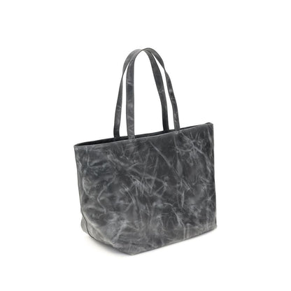 Gray Leather Shoulder Bag