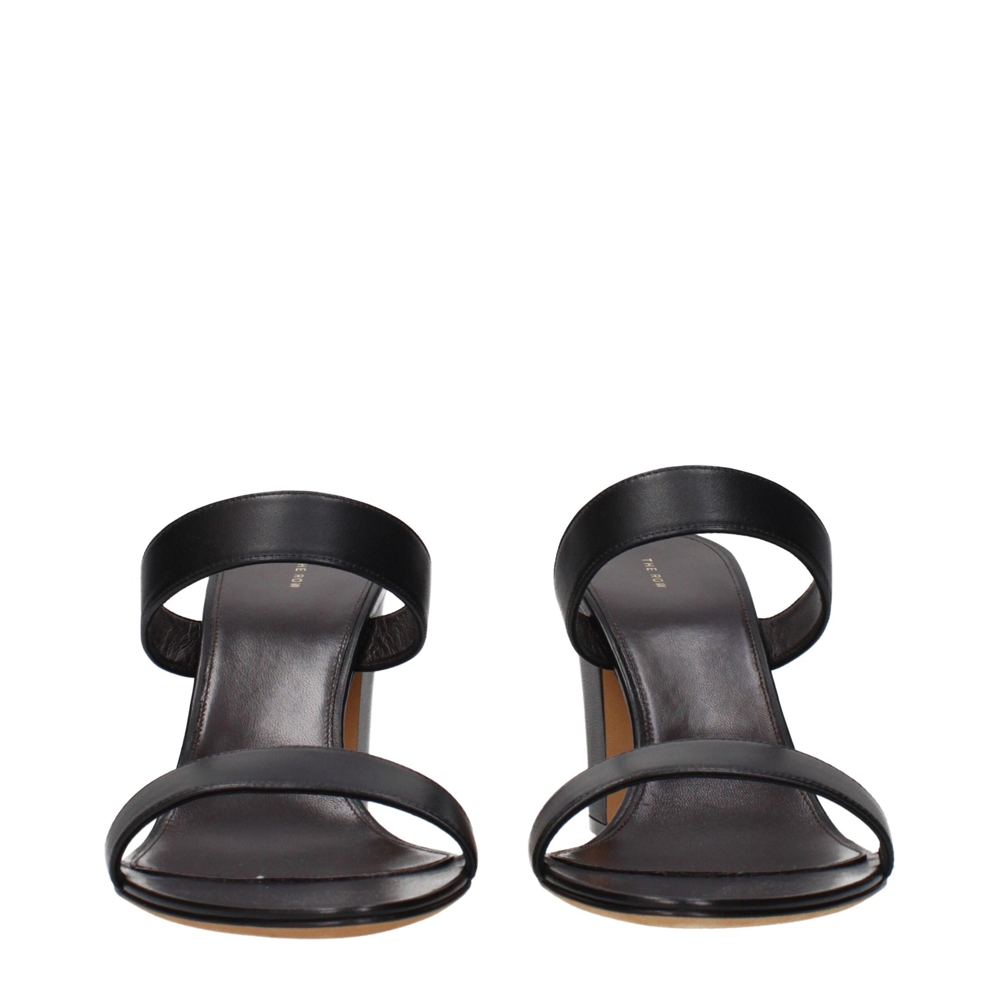 Black Leather Stiletto Heels Sandals