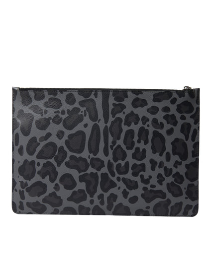 Multicolor Leopard Jacquard Logo Plaque Document Briefcase Bag