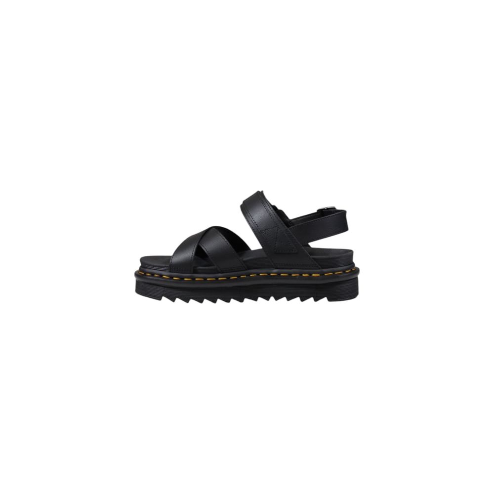 Black Leather Flat Sandals