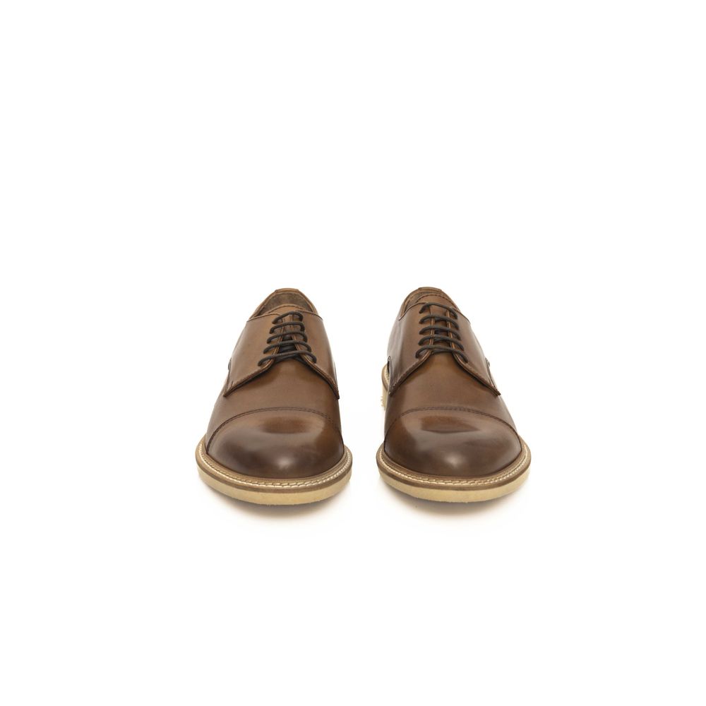 Brown Calfskin Men Derby Shoe