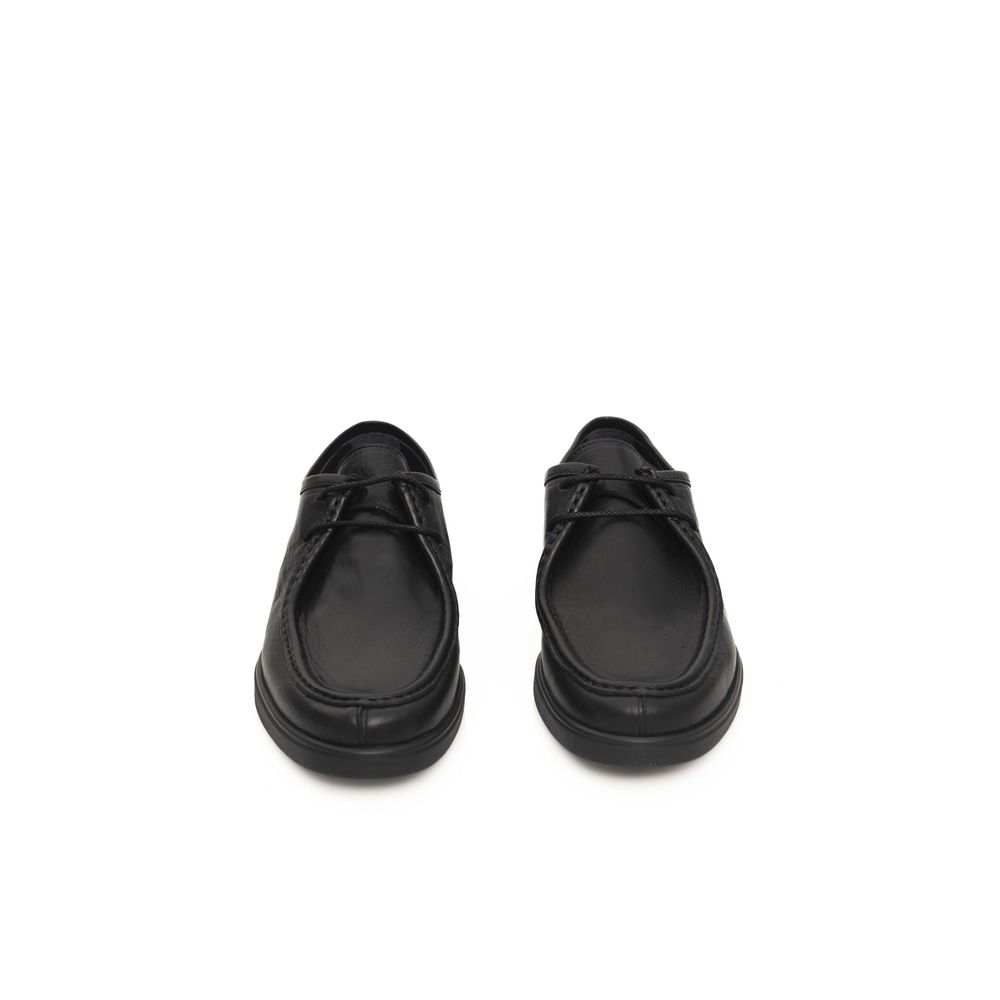 Black Cowhide Men Derby Shoe