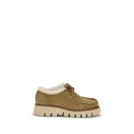 Beige Leather Oxfords And Derbies
