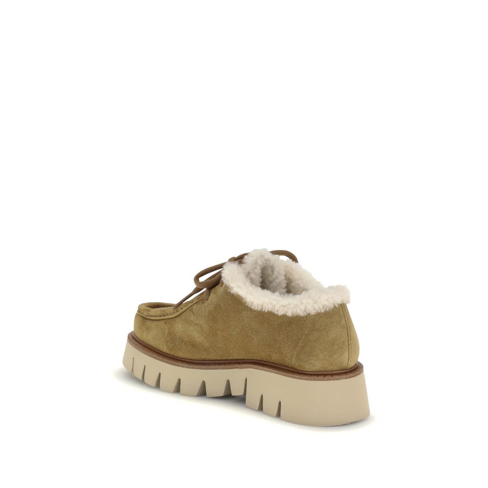 Beige Leather Oxfords And Derbies