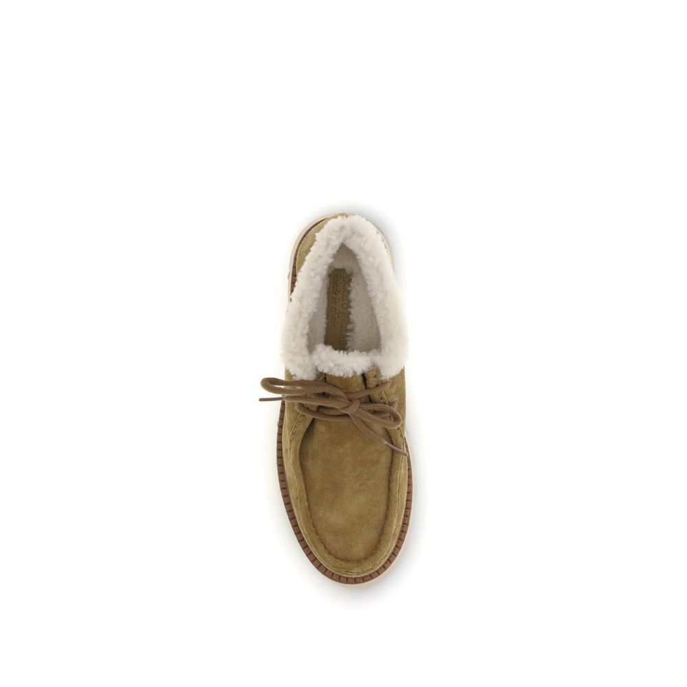 Beige Leather Oxfords And Derbies