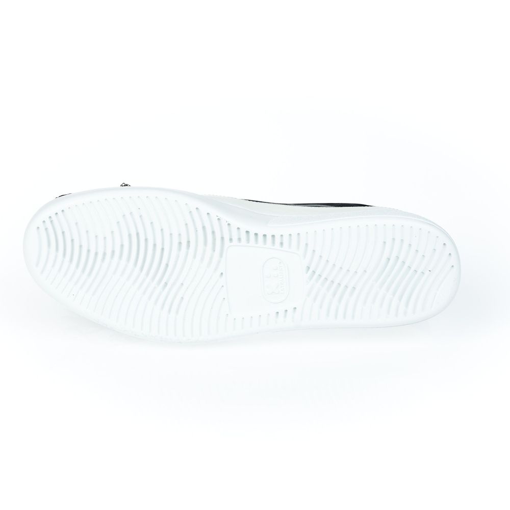 Black Bovine Leather Women Slip-on Shoe