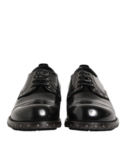 Black Leather Studded Men Formal Derby Shoes