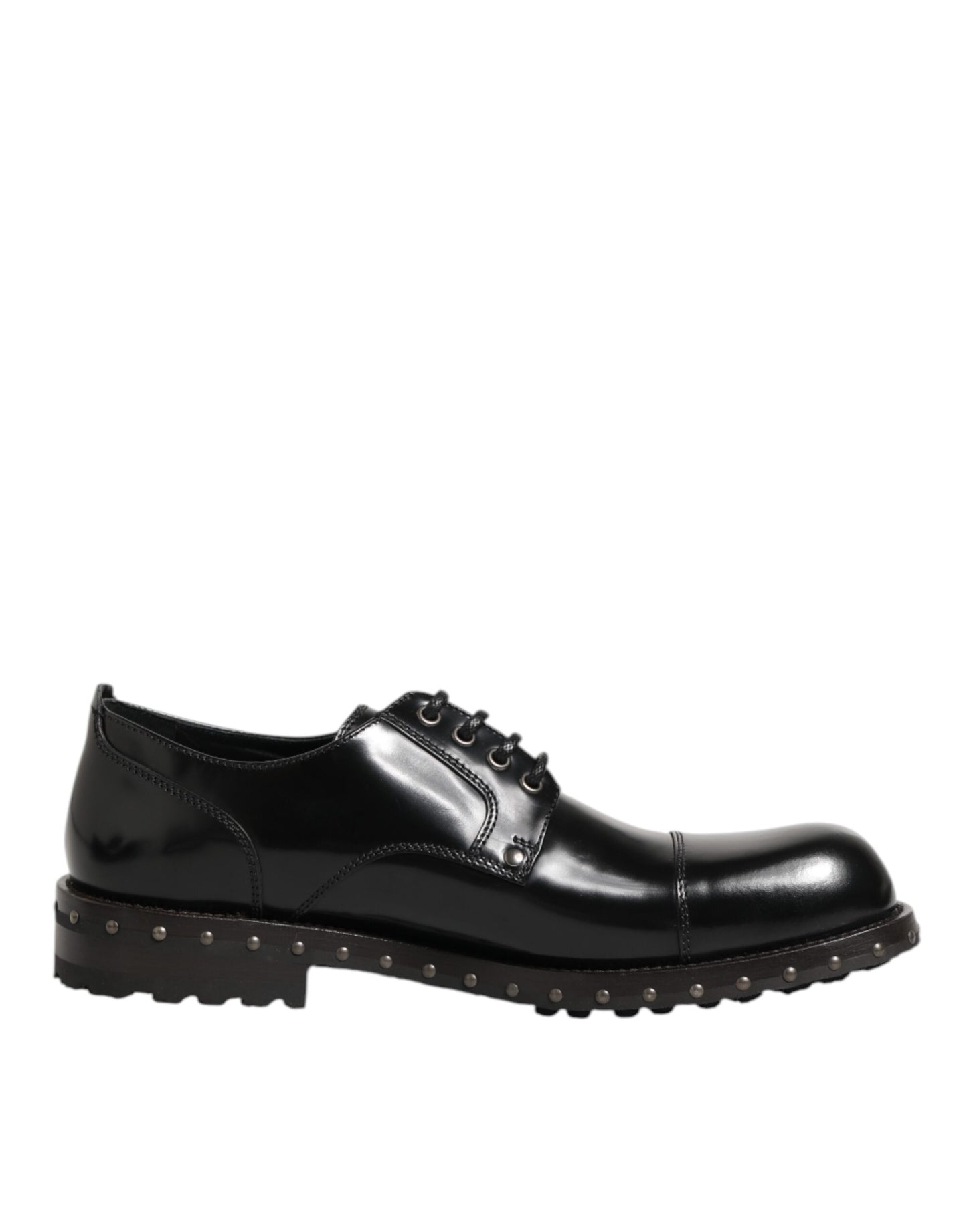 Black Leather Studded Men Formal Derby Shoes