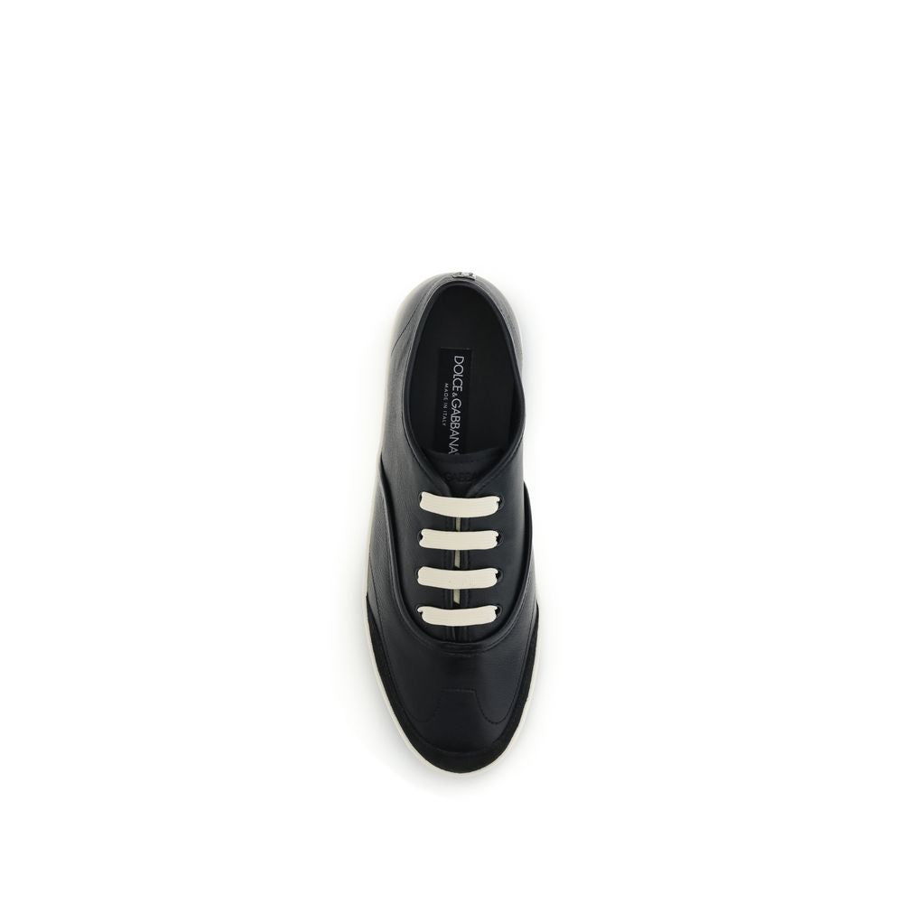 Black Leather Low Top Sneakers