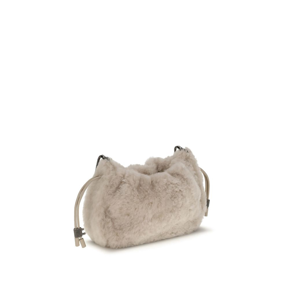 Gray Fur Shoulder Bag