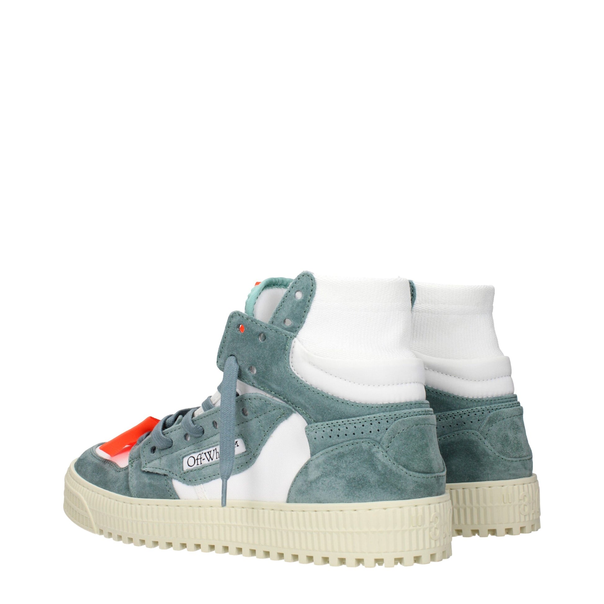 White Fabric High Top Sneakers
