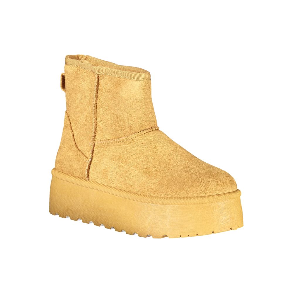 Brown Polyester Women Boot