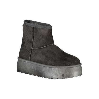 Black Polyester Women Boot