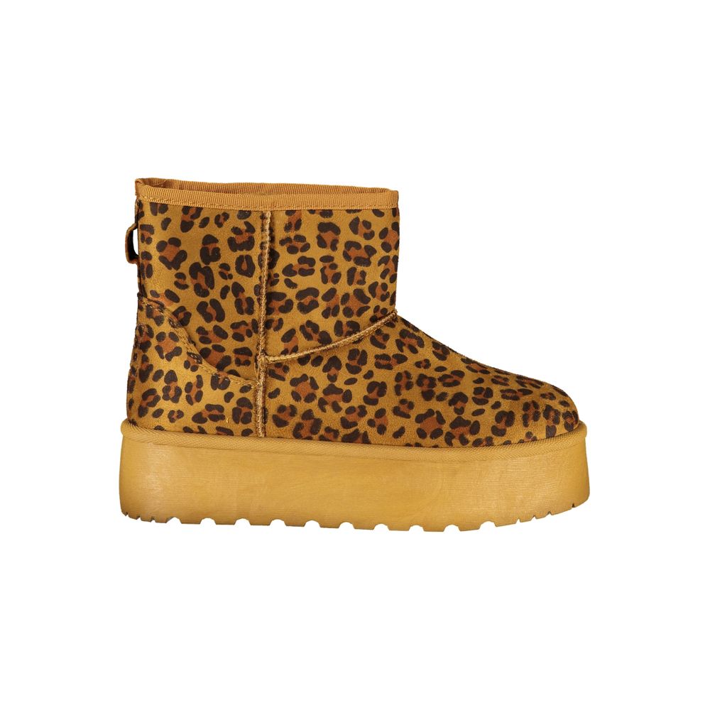 Brown Polyester Women Boot