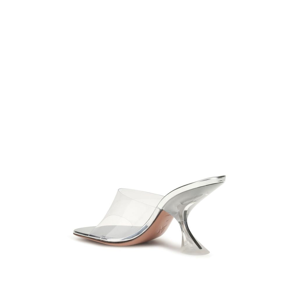 Silver Calf Leather Bos Taurus Stiletto Heel Sandals