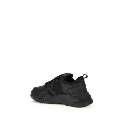 Black Polyester Athletic Sneakers