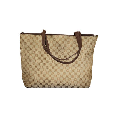 Beige Polyester Women Handbag