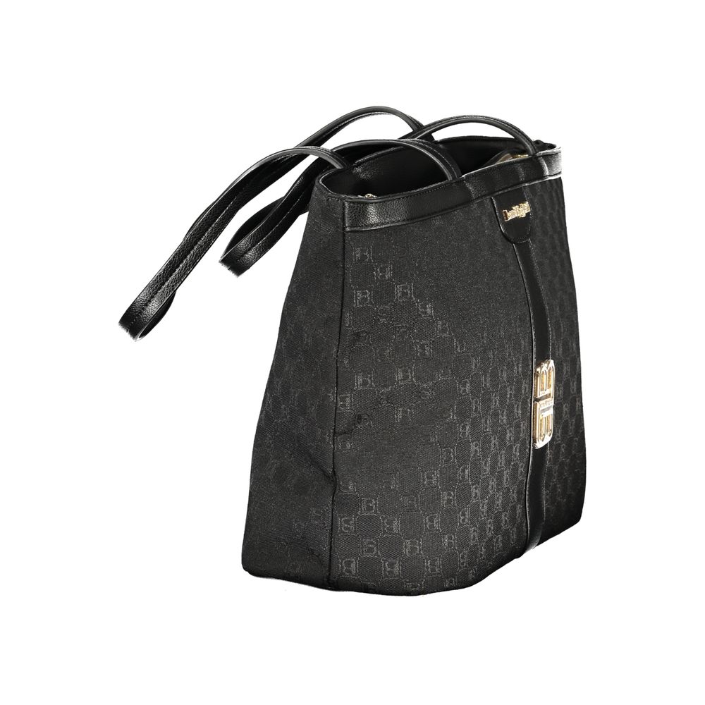 Black Polyester Women Handbag