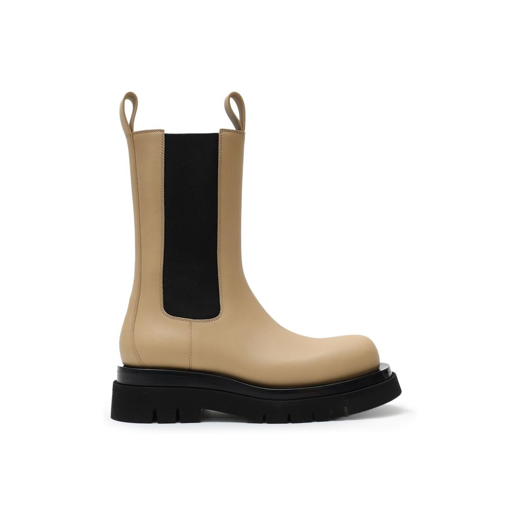 Beige Leather Chelsea Boots