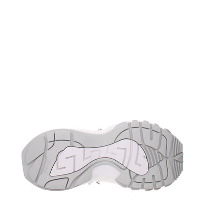 White Fabric Chunky Sneakers