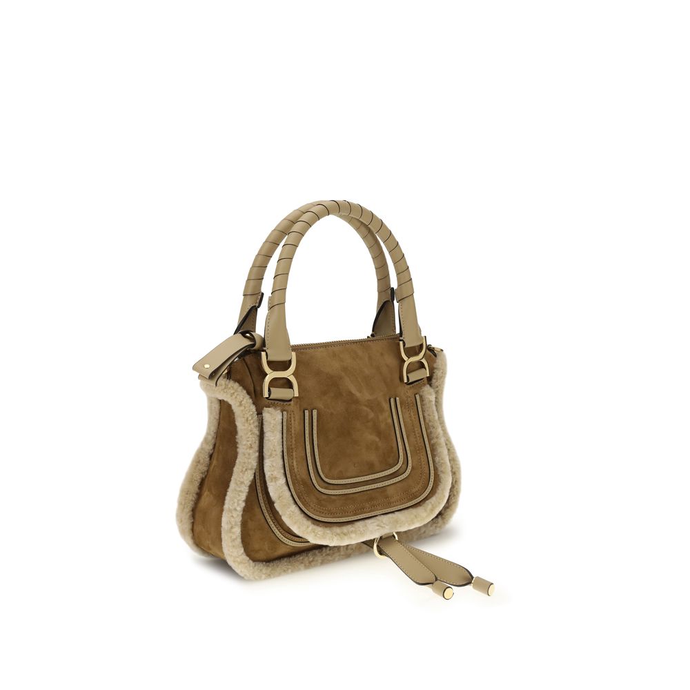 Suede and shearling leather Marcie small Handbag