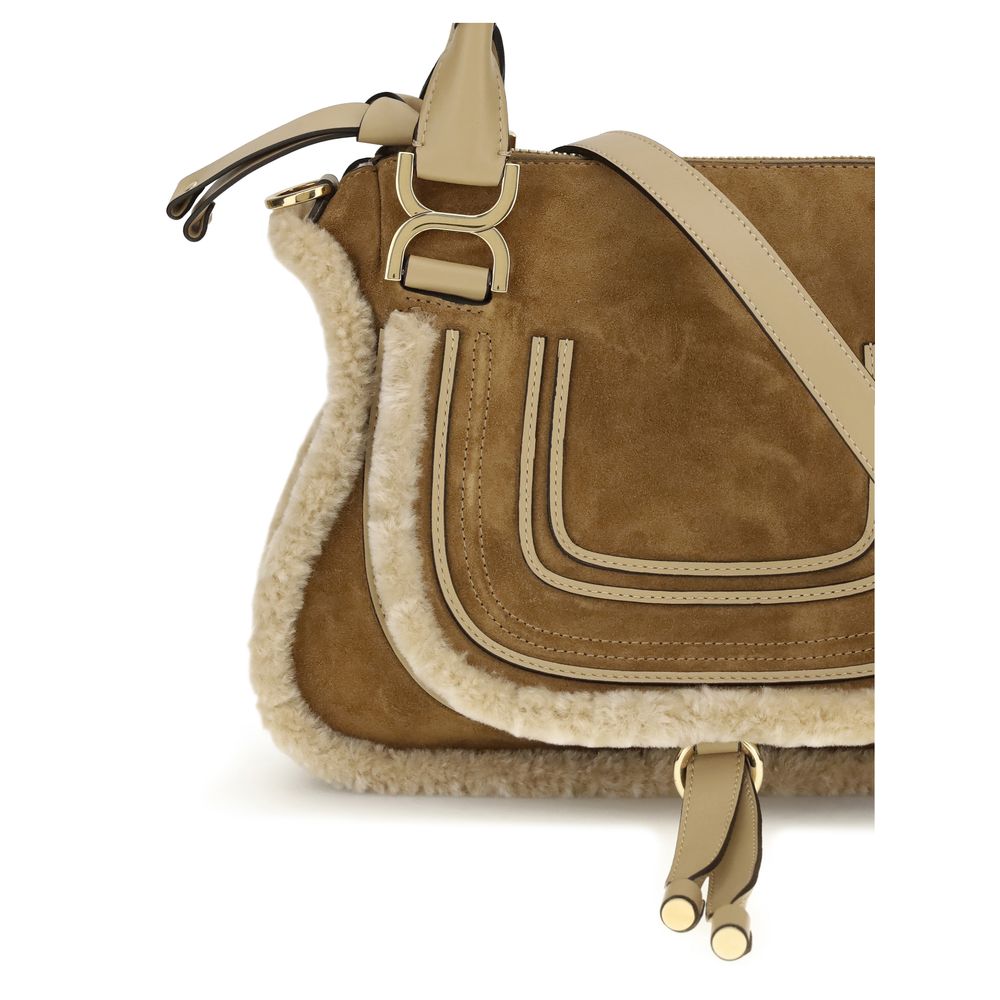 Suede and shearling leather Marcie small Handbag