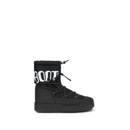 Black Nylon Lace-Up Boots