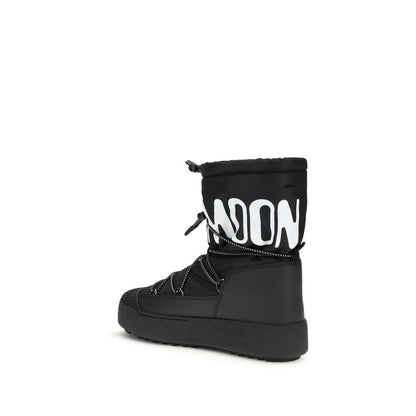 Black Nylon Lace-Up Boots