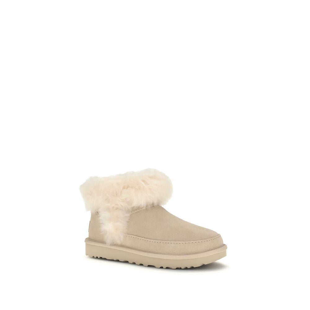 Beige Leather Ankle Boots