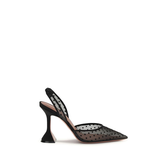 Black Polyester High Heel Pumps