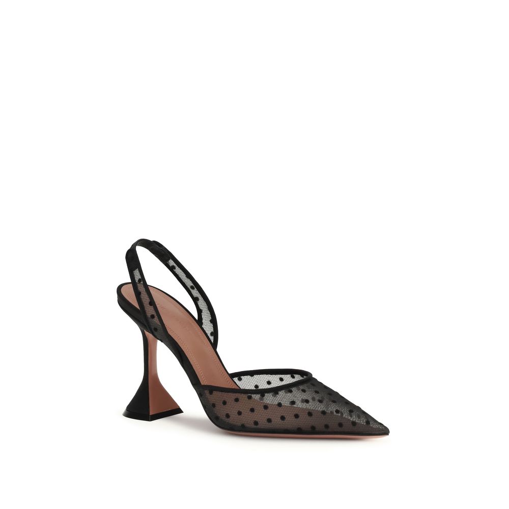 Black Polyester High Heel Pumps