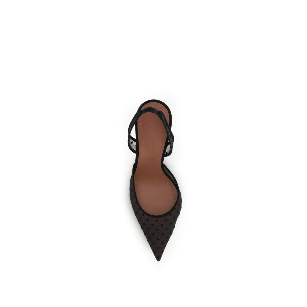 Black Polyester High Heel Pumps