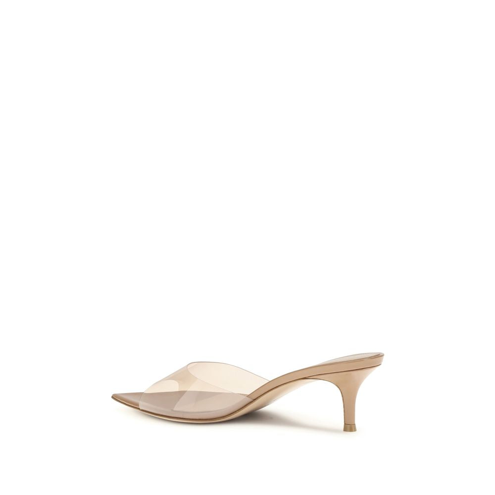 Beige Polyurethane Stiletto Heel Sandals