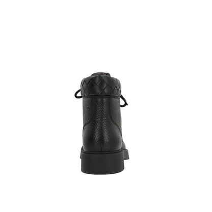 Black Calfskin Lace-Up Boots