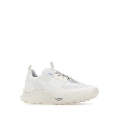White Fabric Athletic Sneakers
