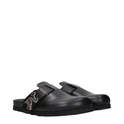 Black Leather Slippers