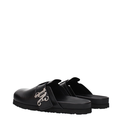 Black Leather Slippers