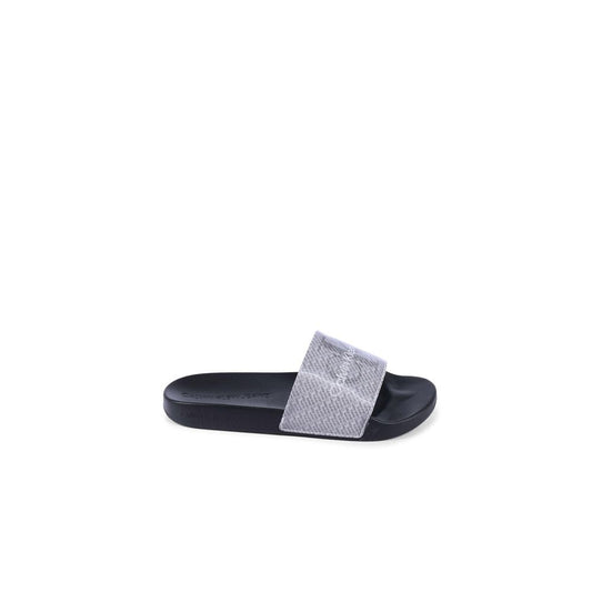 Black Polyurethane Sandals
