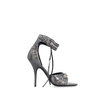 Gray Calfskin Stiletto Heel Sandals