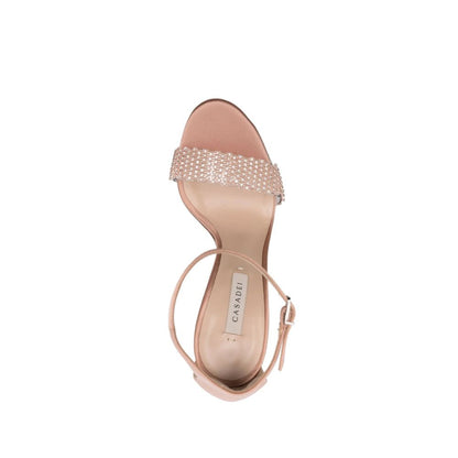 Beige Silk Stiletto Heel Sandals