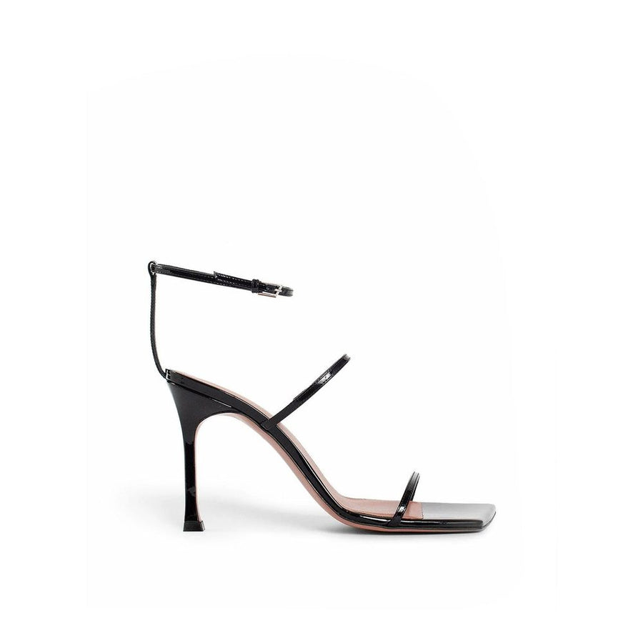 Black Calfskin Stiletto Heel Sandals